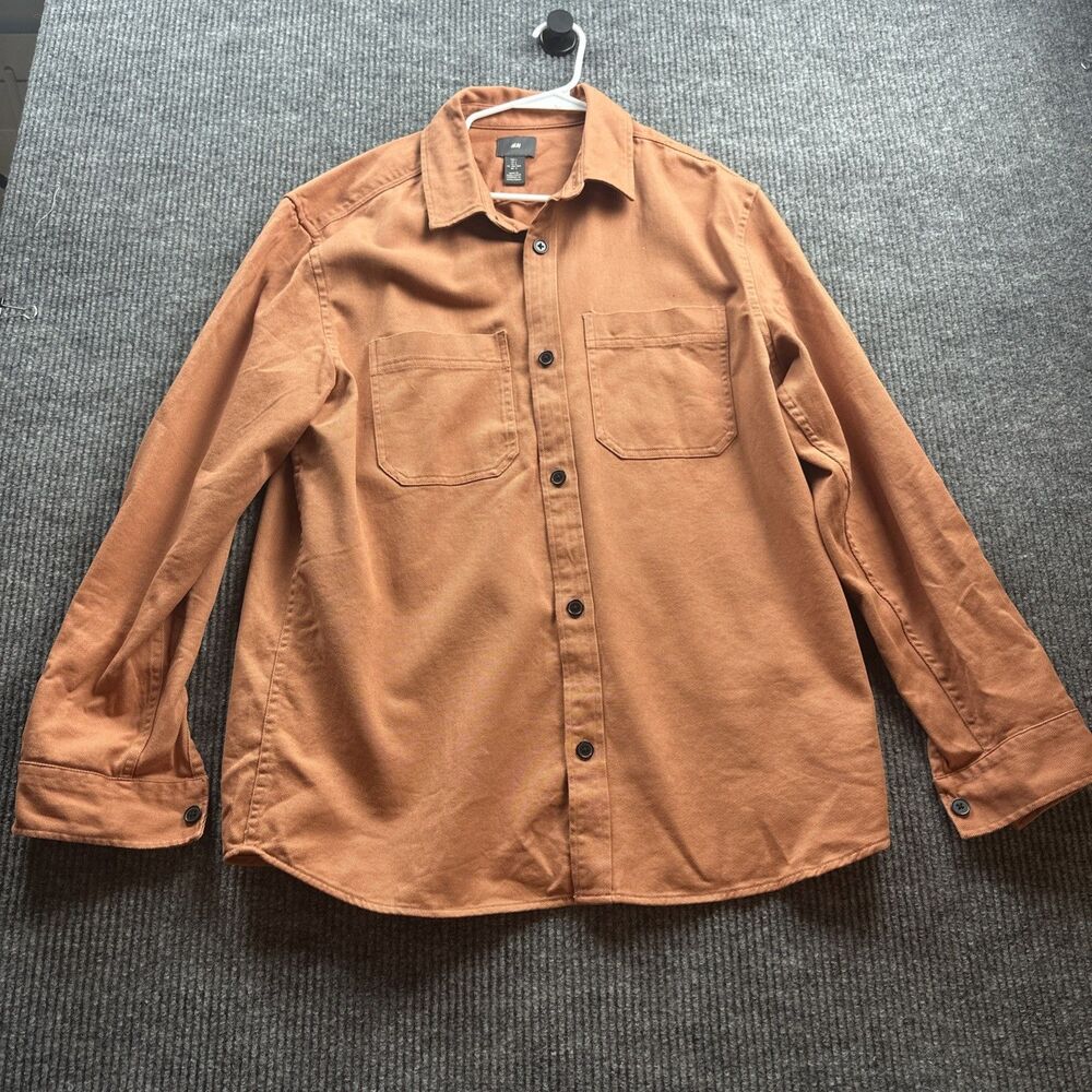 H&M Men’s Size Large Orange 100% Cotton Long Sleeve Button Down